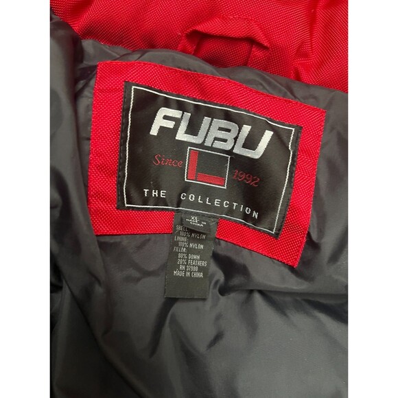 VTG 90s Y2K FUBU Down Racing Puffer Jacket Streetwear XL Red/Gray THE COLLECTION - Picture 10 of 16